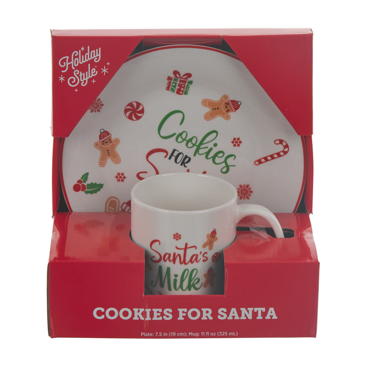 Holiday Style Christmas Cookies for Santa Plate and Mug Set, 2 ct