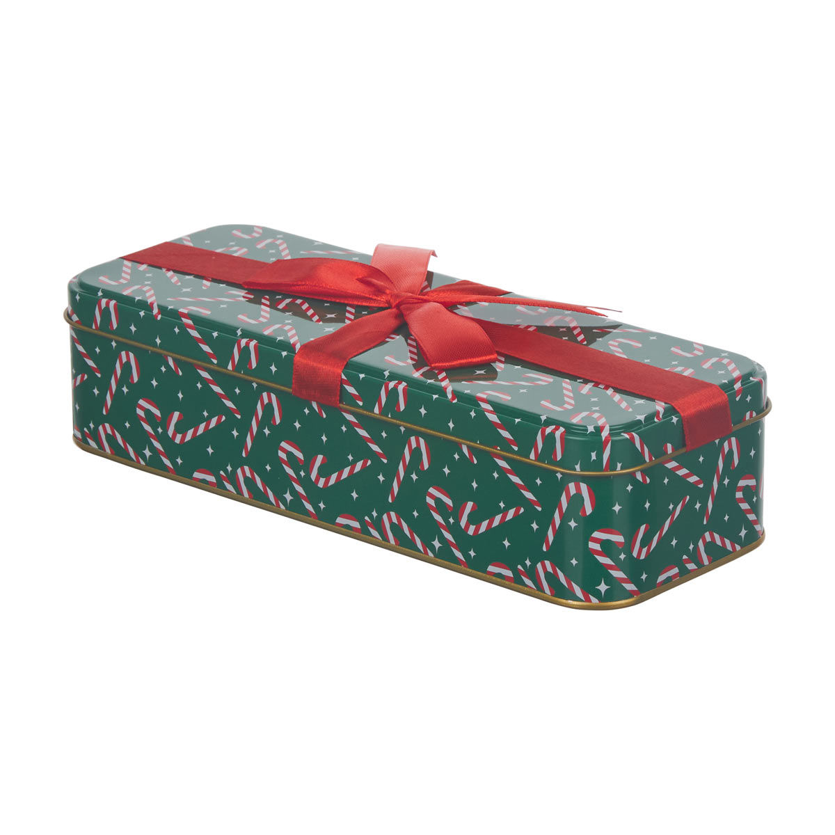Christmas Candy Cane Print Rectangular Storage Tin