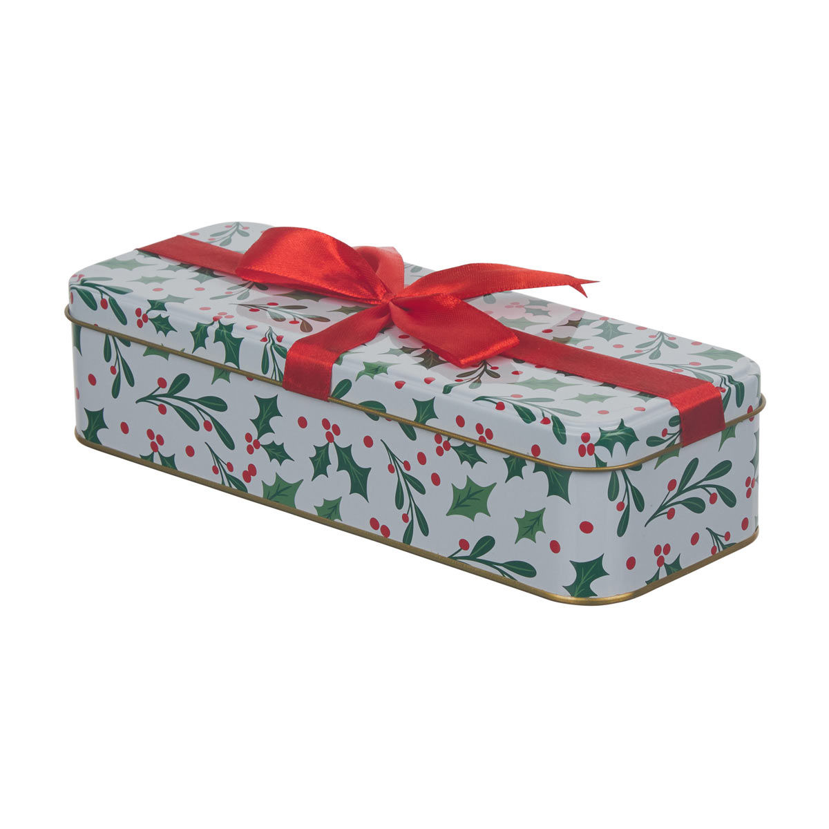 Christmas Leaves Print Rectangular Storage Tin