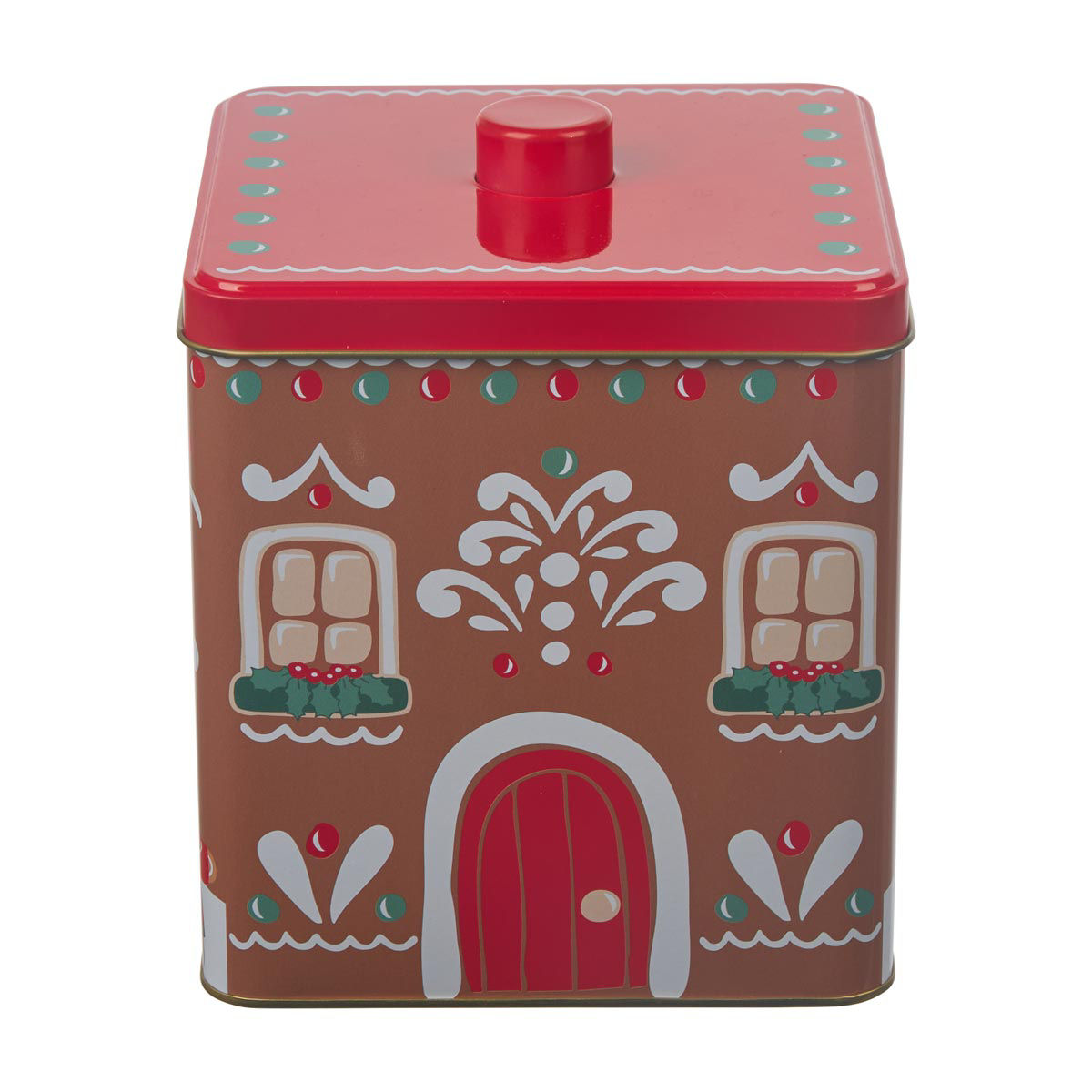 Christmas Gingerbread Print Storage Tin Canister