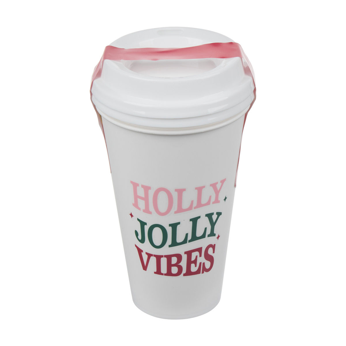 Christmas White "Holly Jolly Vibes" Coffee To-Go Cups, 2 pk