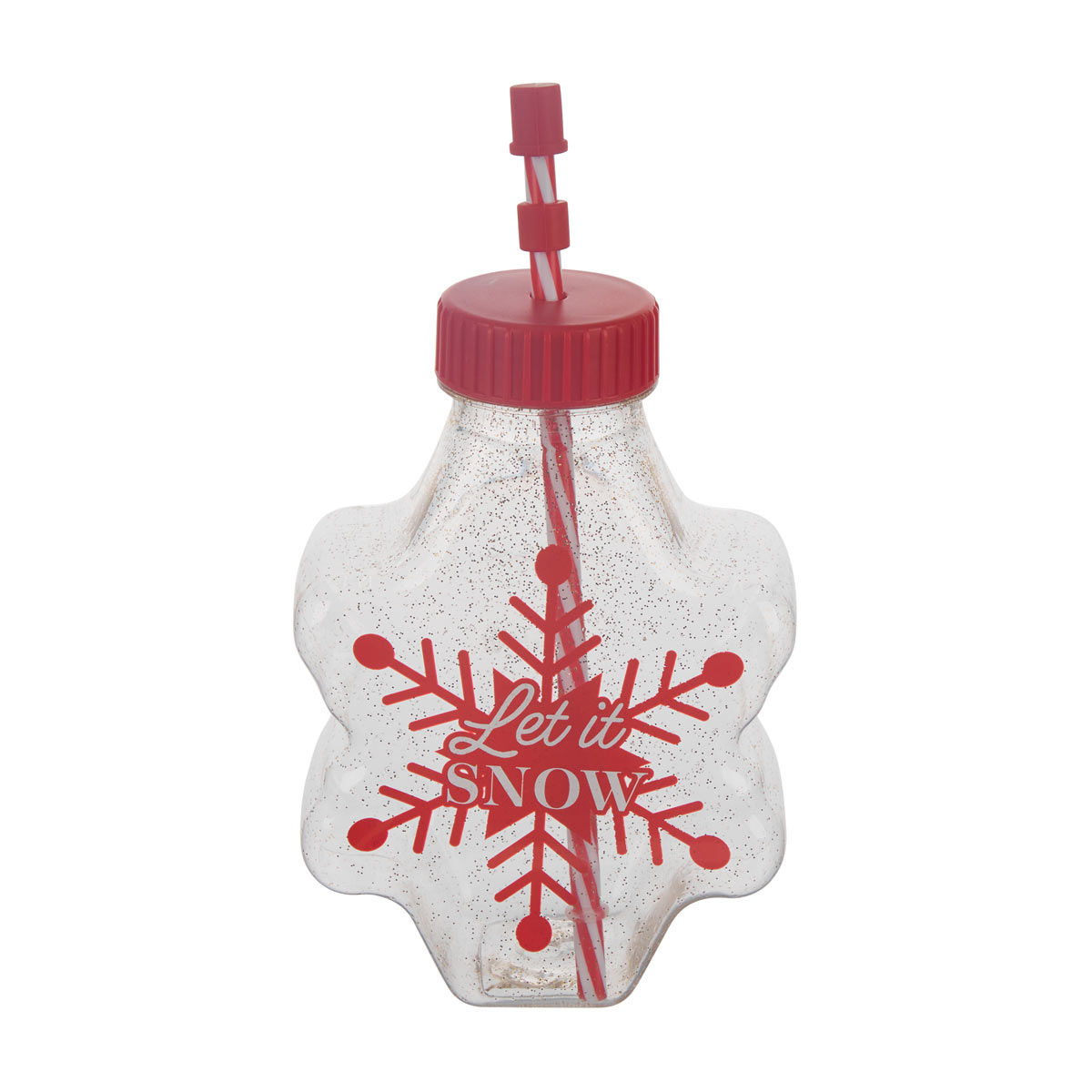 Christmas Clear & Red 3D Snowflake-Shaped Tumbler