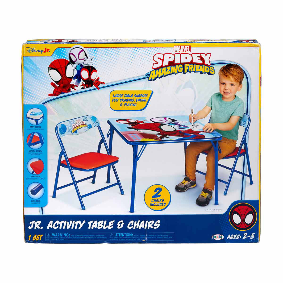 Jakks Marvel Spidey and His Amazing Friends Jr. Activity Table & Chairs Set, 3 ct