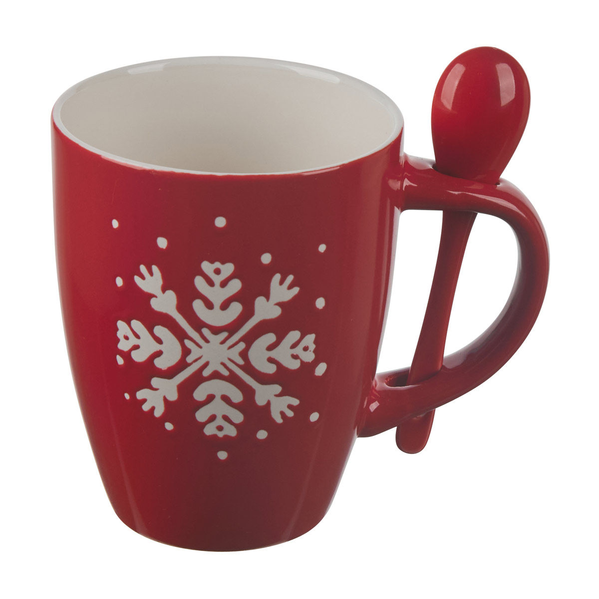 Christmas Red Snowflake Mug with Spoon