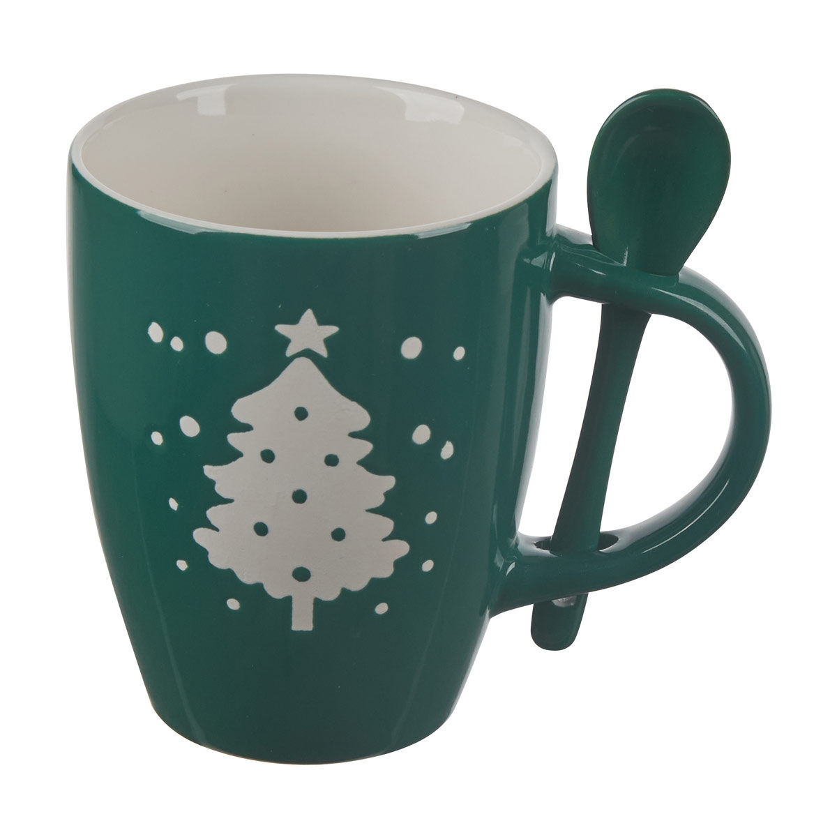 Christmas Green Tree Mug with Spoon