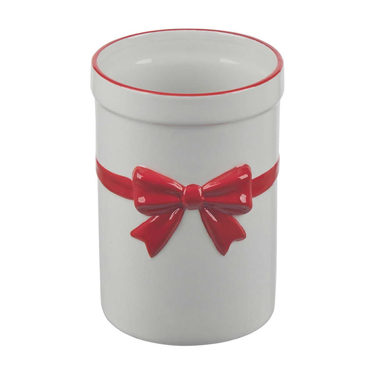 Christmas Red Bow Utensil Crock
