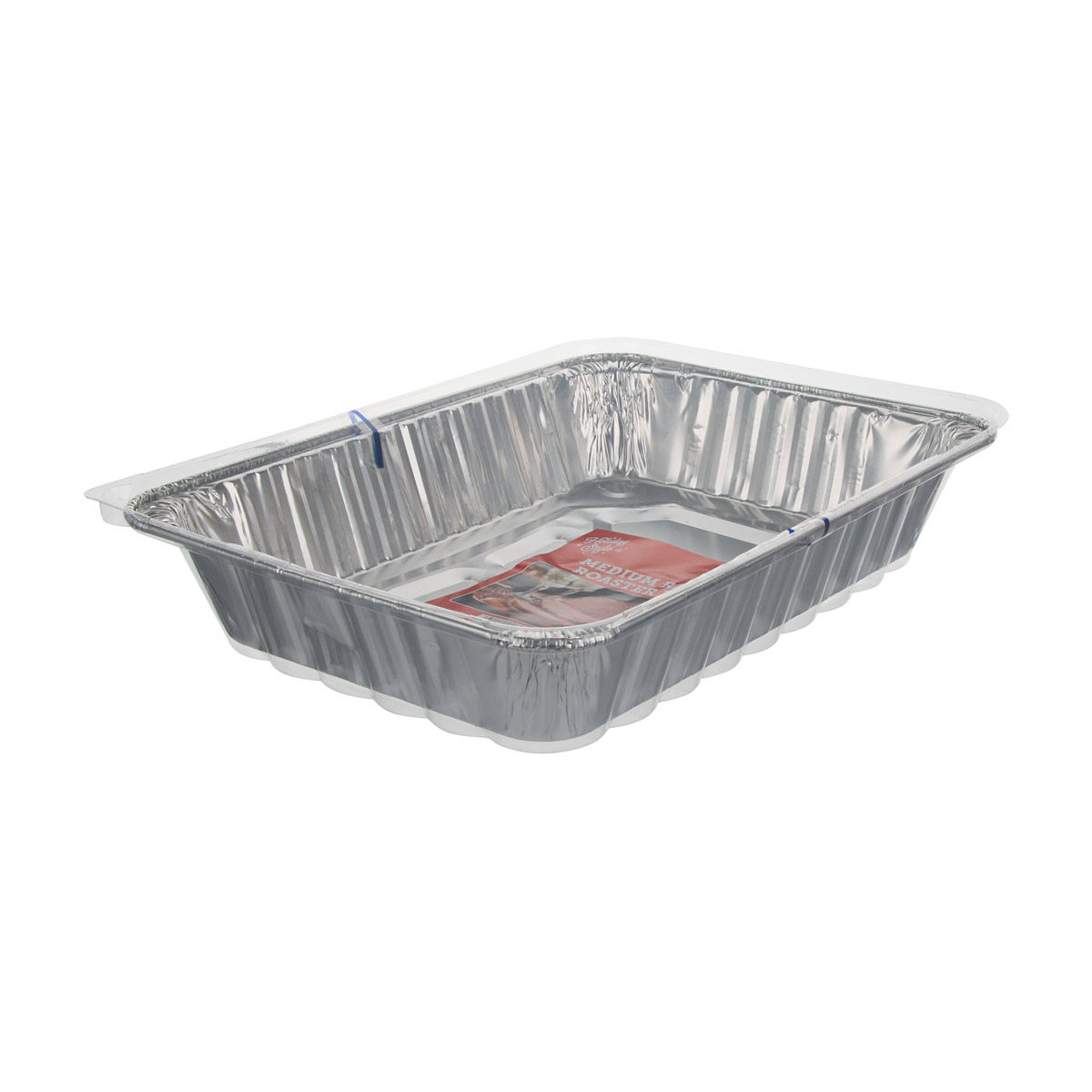 Holiday Style Christmas Silver Foil Medium Roasting Pan with Rack & Lid