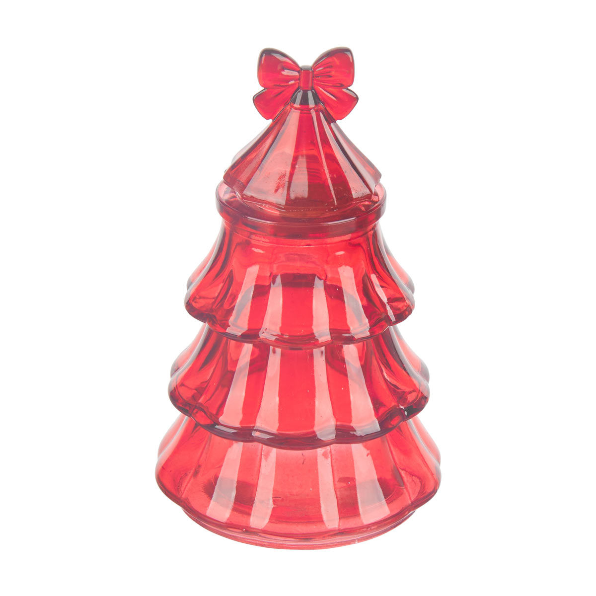 Christmas Red Glass Tree-Shaped Storage Jar