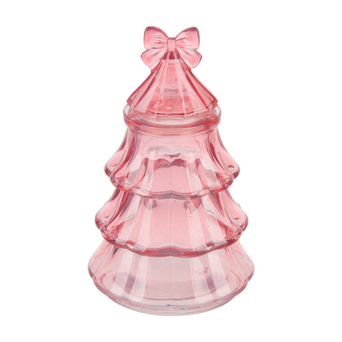 Christmas Pink Glass Tree-Shaped Storage Jar