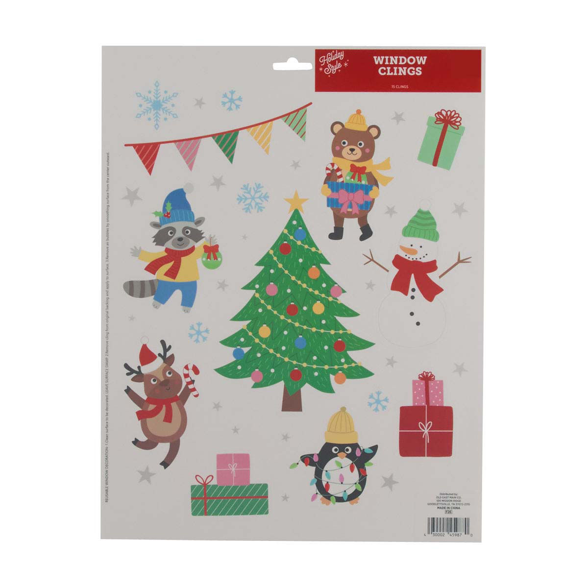 Holiday Style Window Clings, Assorted
