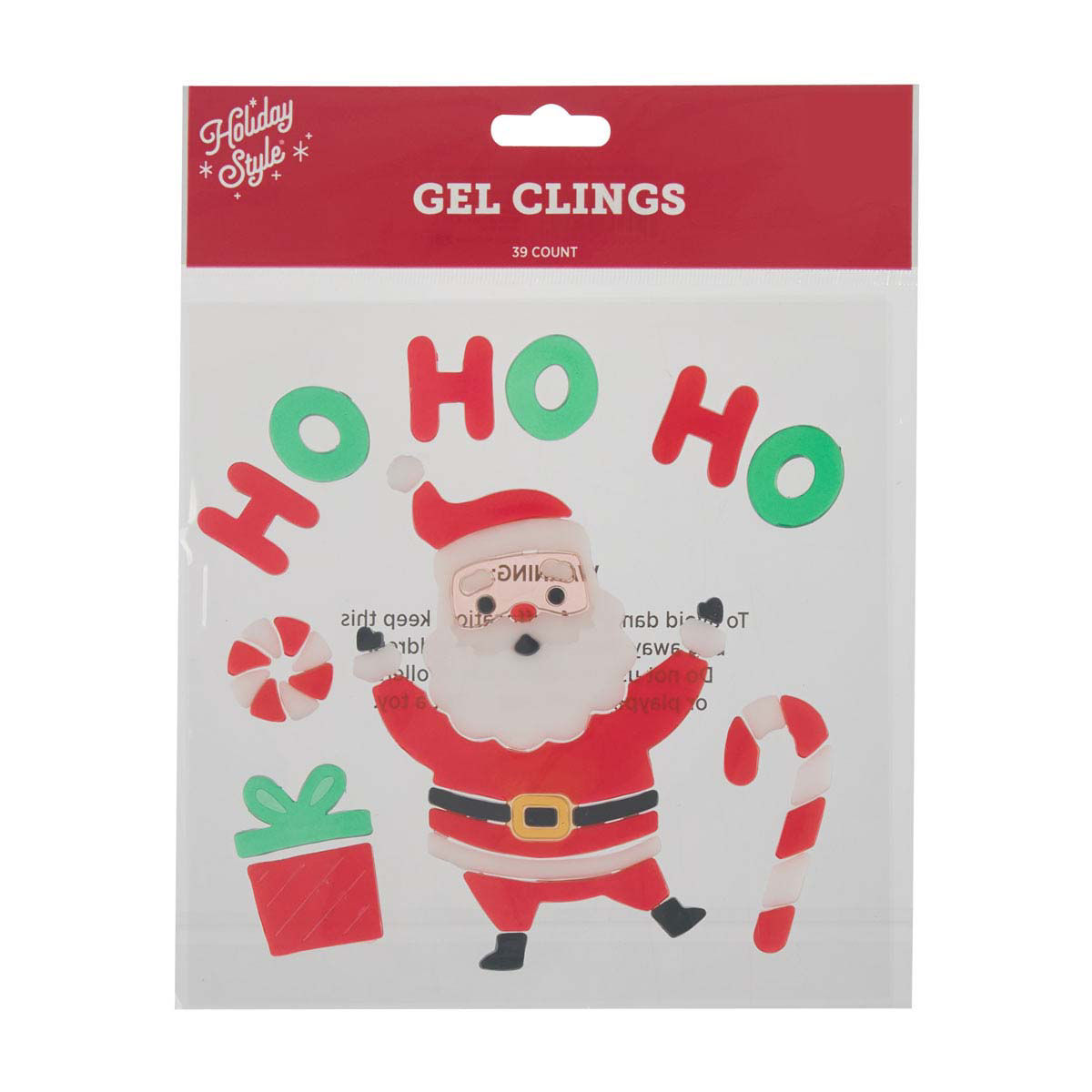 Holiday Style Gel Window Clings, 6 Assorted Designs