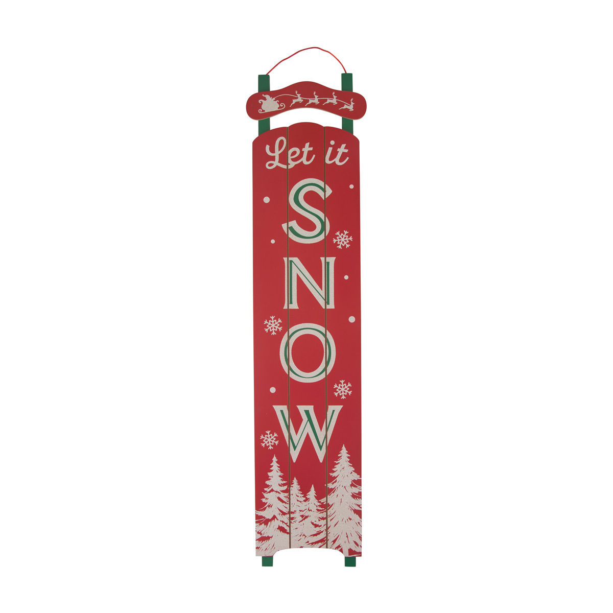 Christmas Red & White Sled Sign Décor