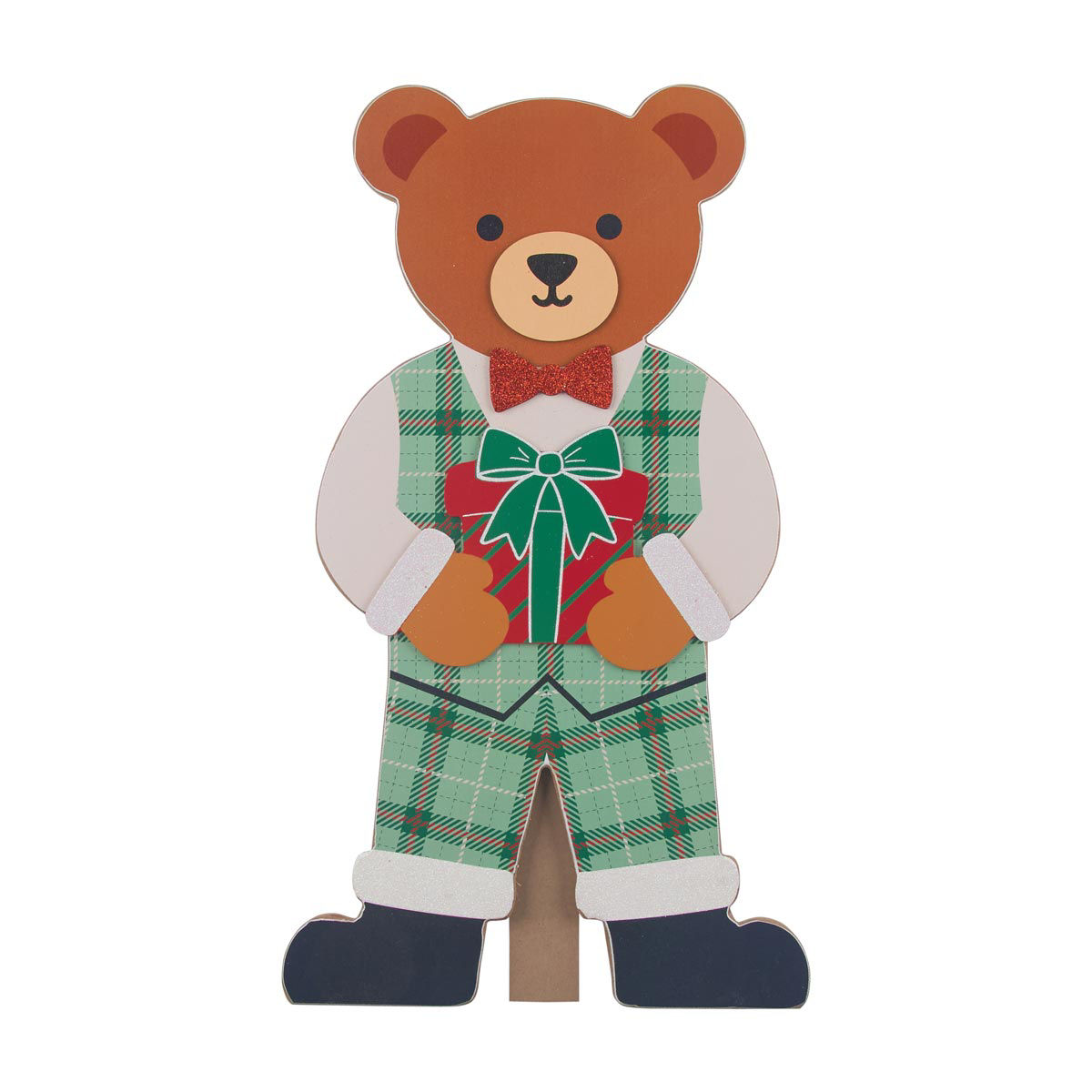 Christmas Standing Teddy Bear Sign Décor, 2 Assorted Characters