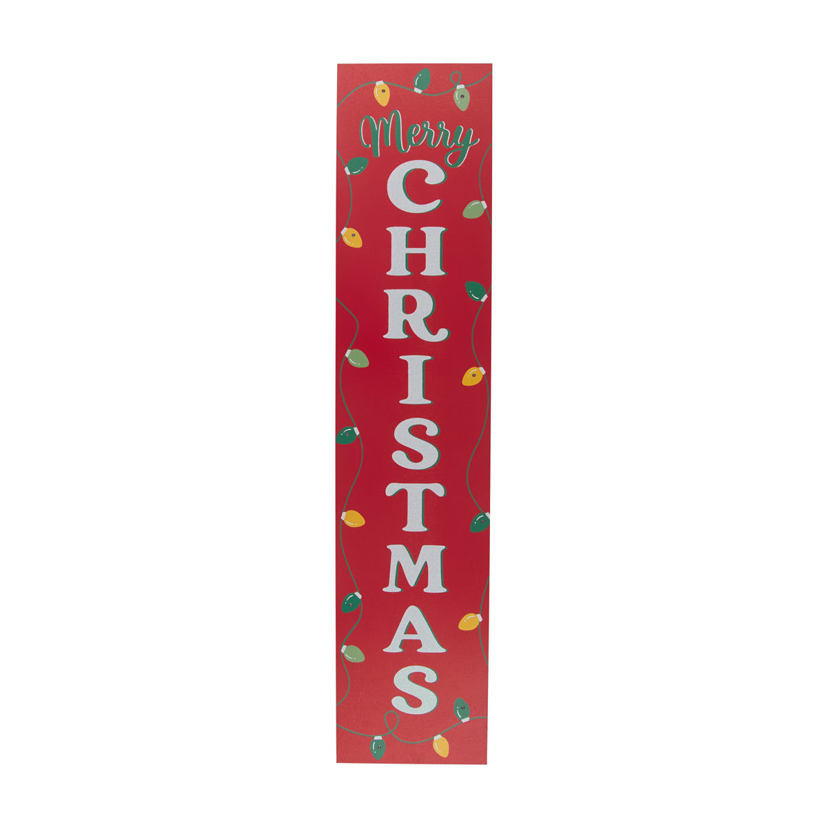 'Merry Christmas' Red Wooden Light-Up Standing Sign