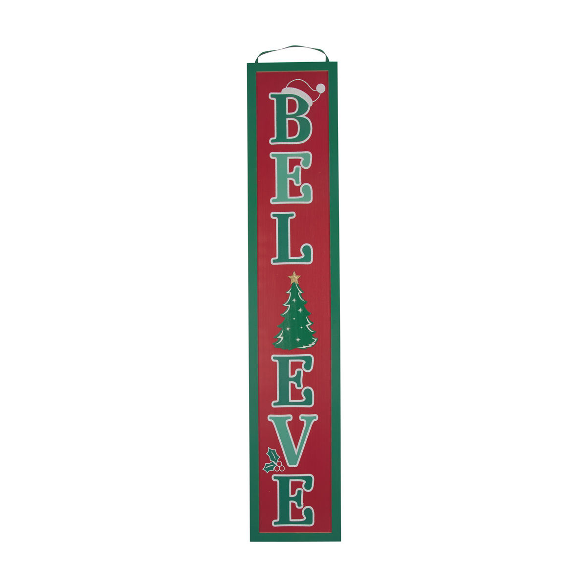 Christmas Red 'Believe' Hanging Porch Sign Décor