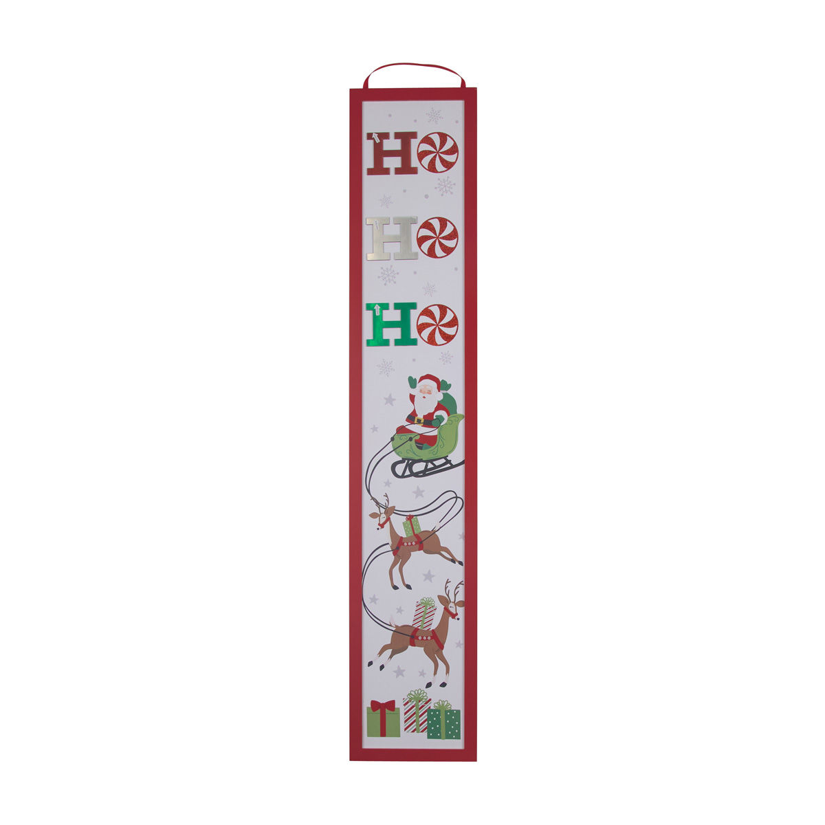 Christmas White 'Ho Ho Ho' Santa Sleigh Hanging Porch Sign Décor