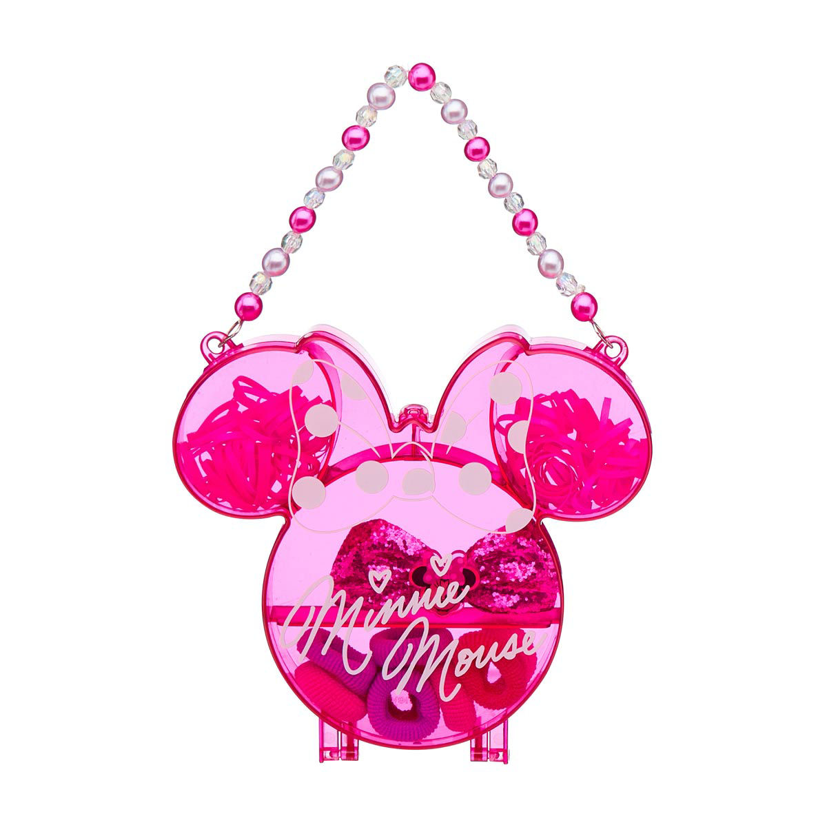 Minnie Mouse Shaped Hair Accessory Case with Beaded Handle