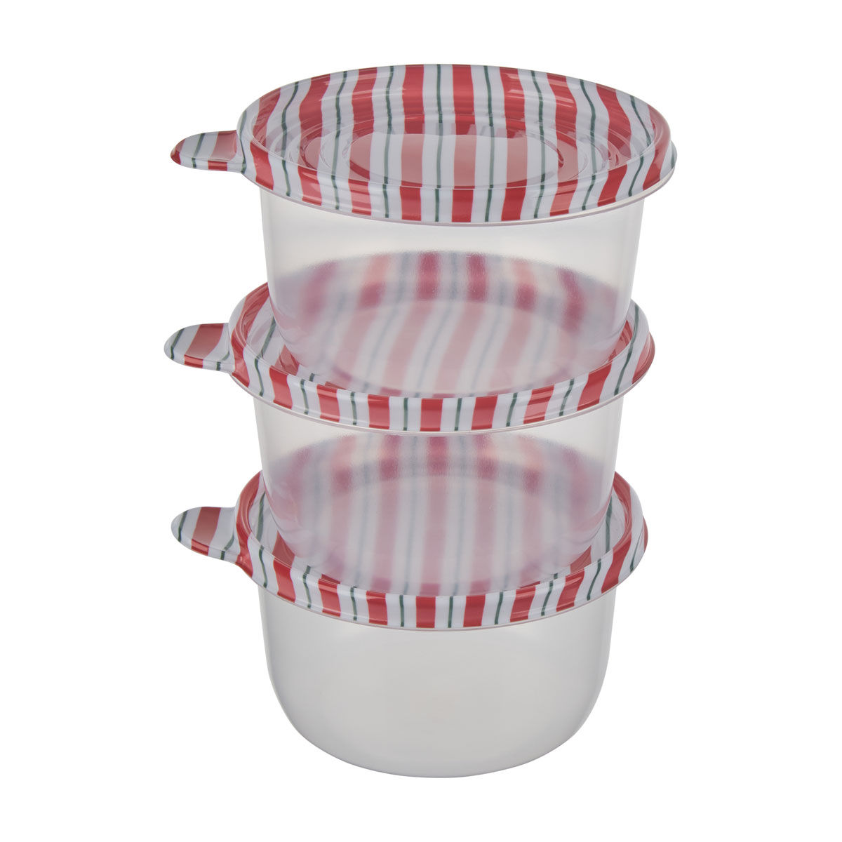 Christmas Striped Plastic Food Storage Container Set, 3 pk