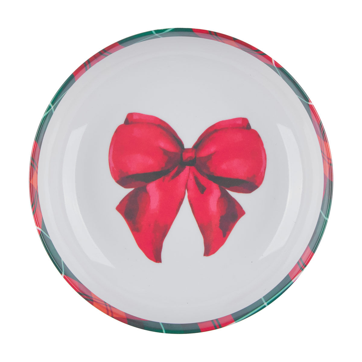Christmas Bow Print Melamine Bowl, 8 in