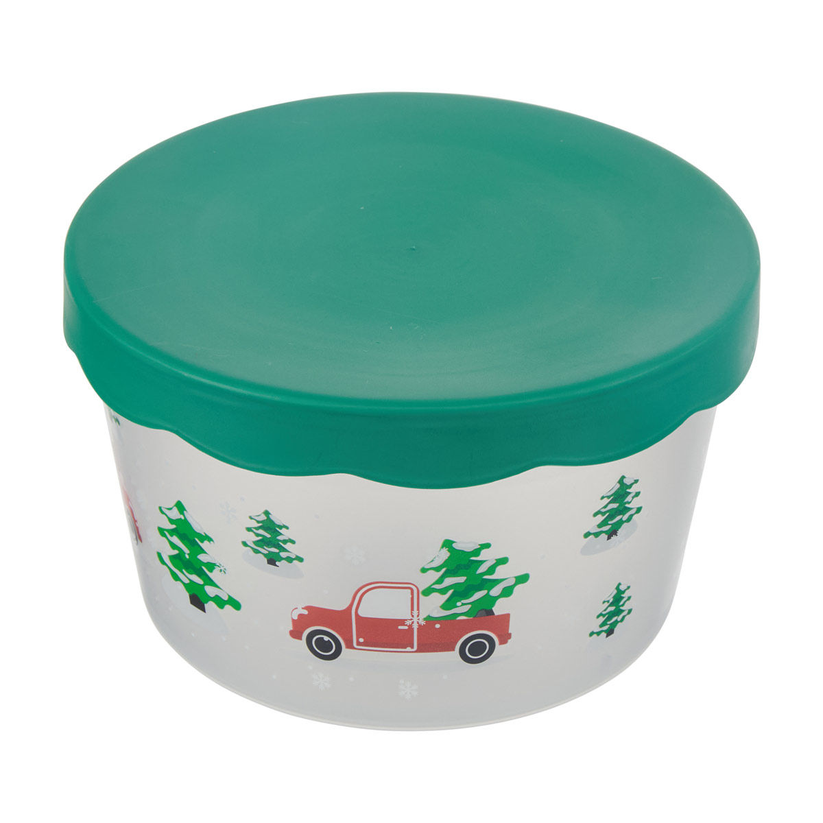 Christmas Large Round Storage Container with Green Lid