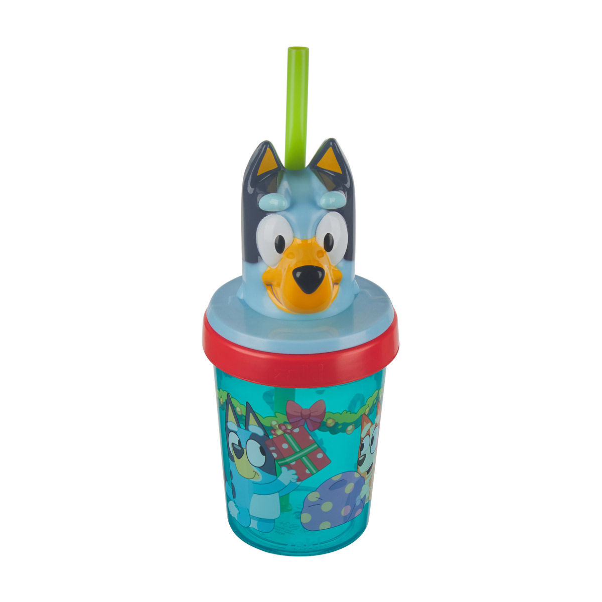 Bluey Christmas Plastic Character Cup with Straw, 13 oz