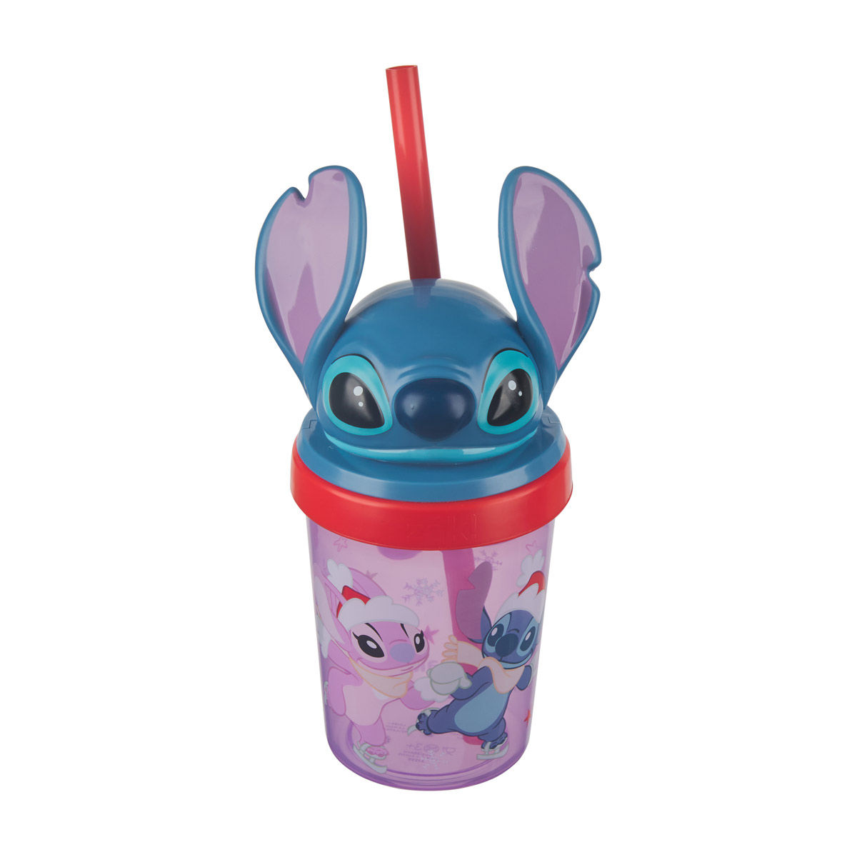 Disney Stitch Christmas Plastic Character Cup with Straw, 13 oz
