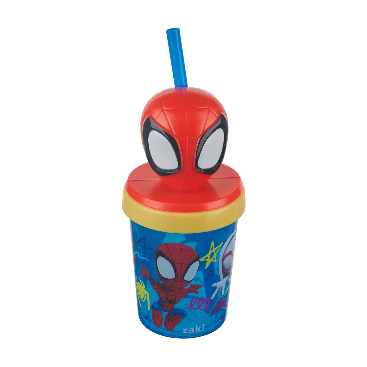 Marvel Spidey Christmas Plastic Character Cup with Straw, 13 oz