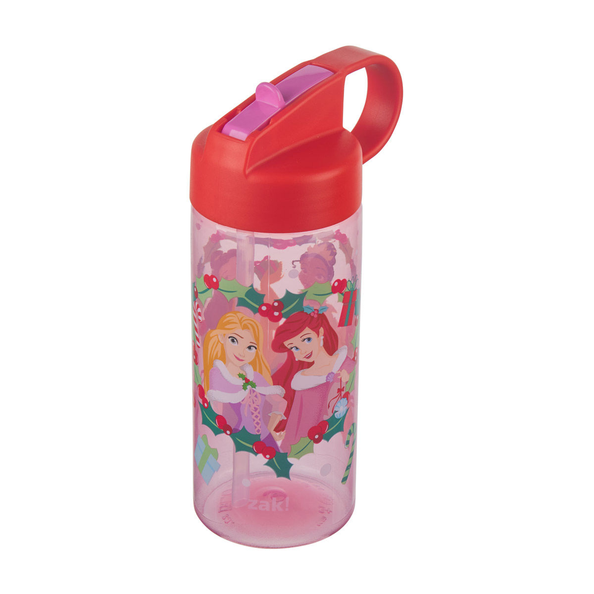 Disney Princess Christmas Plastic Water Bottle with Straw