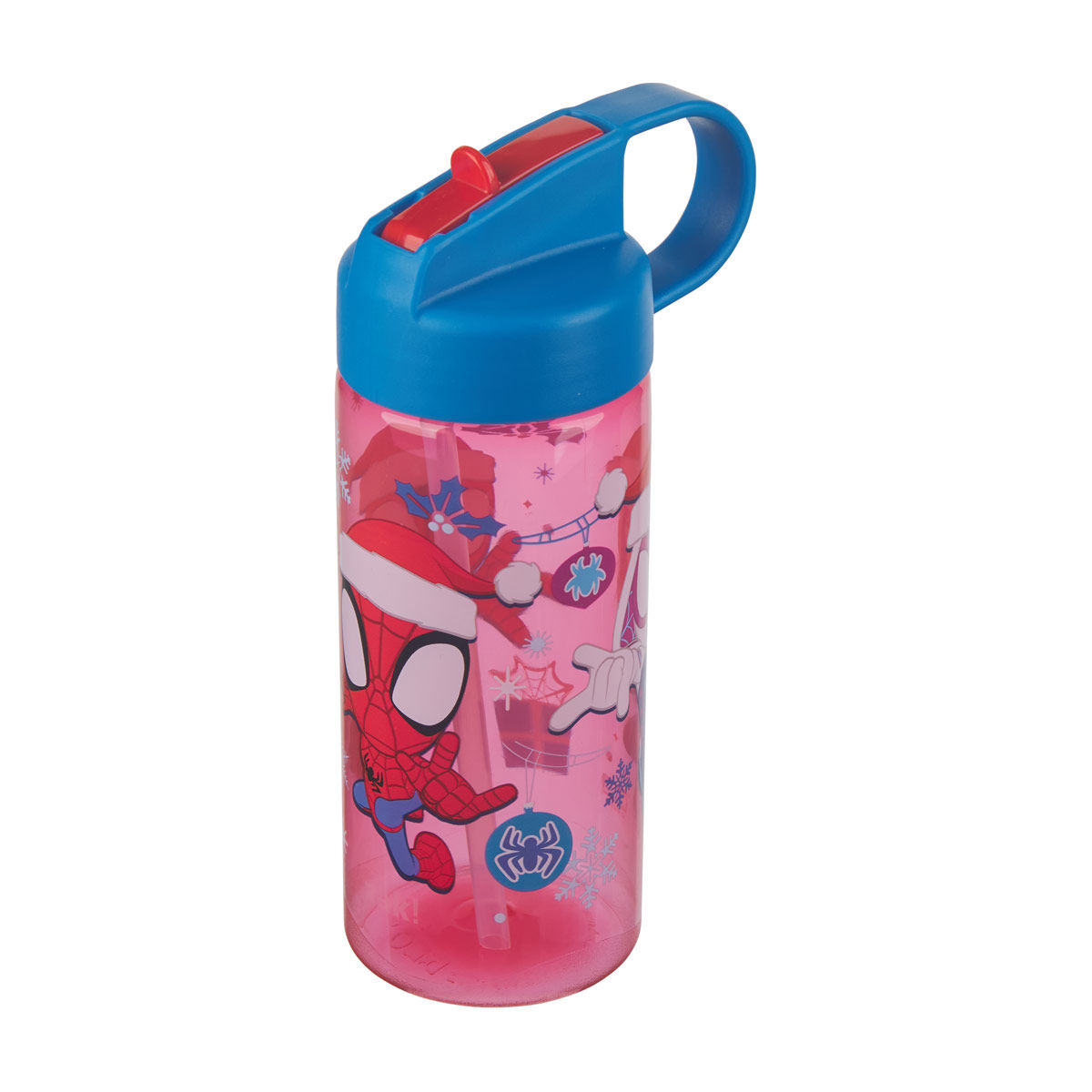 Marvel Spidey Christmas Plastic Water Bottle with Straw