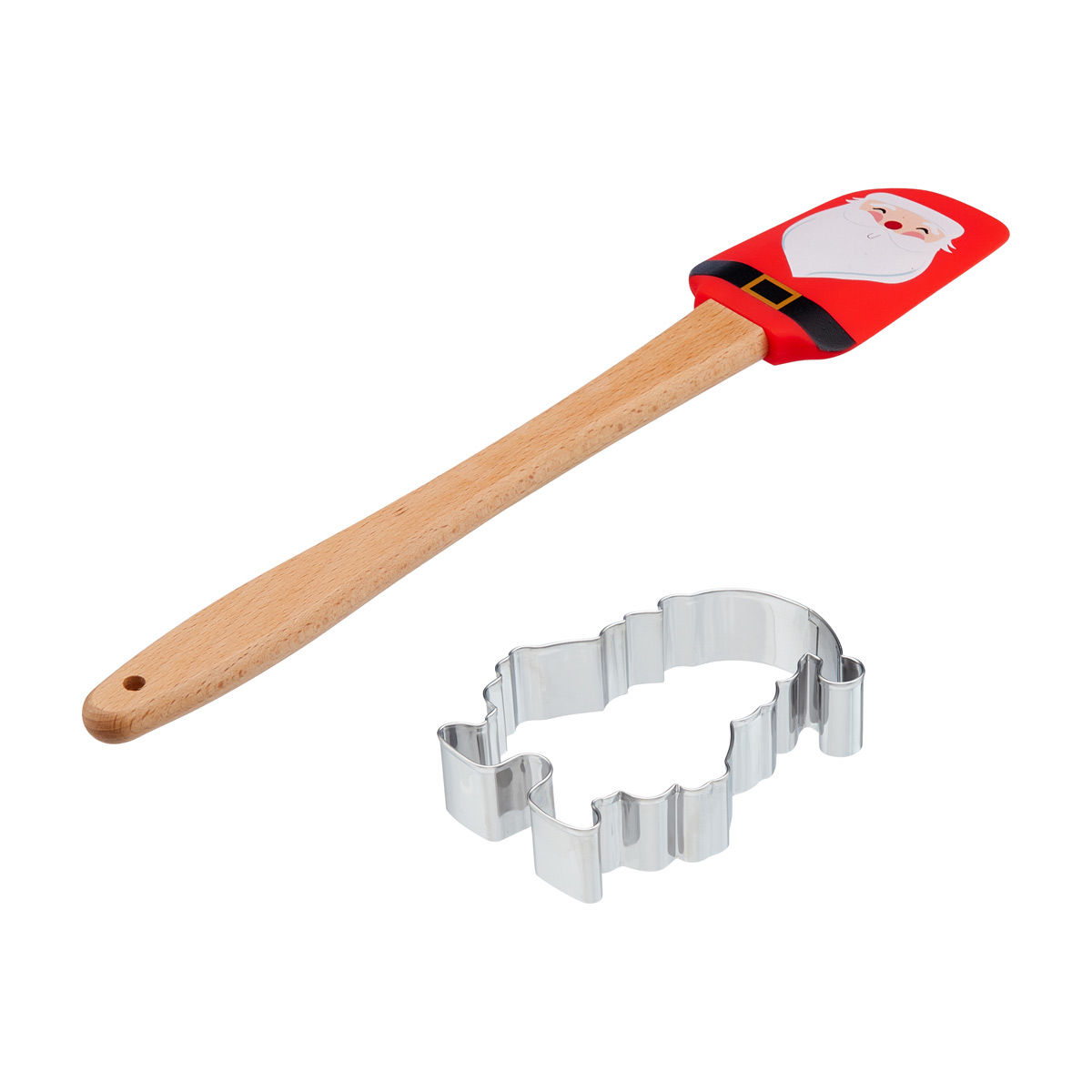 Hallmark Christmas Santa Silicone Spatula & Bell Cookie Cutter Set