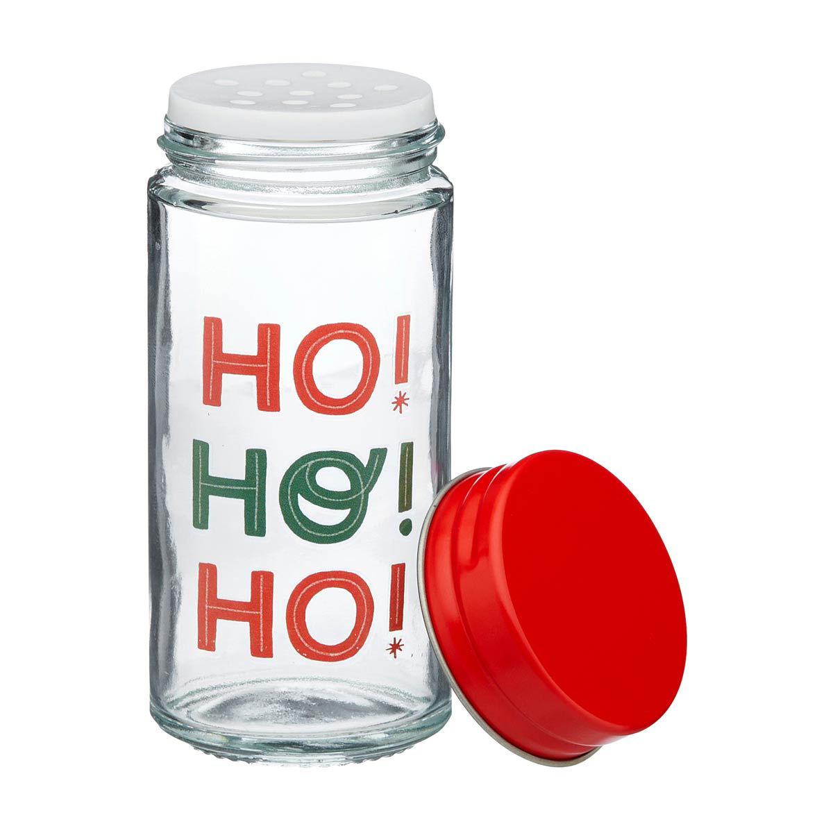 Hallmark Christmas Ho Ho Ho Glass Spice Jar with Shaker Lid