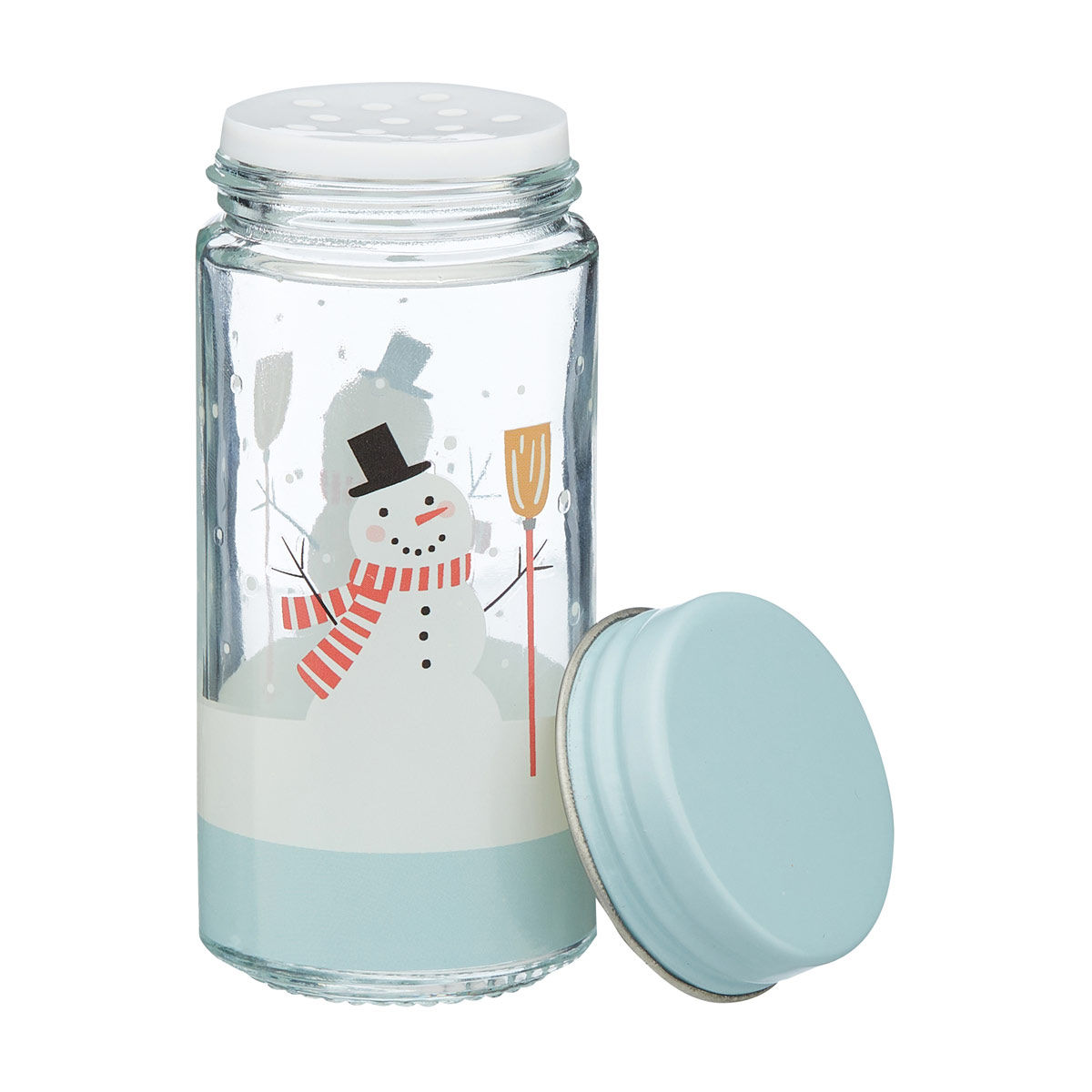 Hallmark Christmas Snowman Glass Spice Jar with Shaker Lid