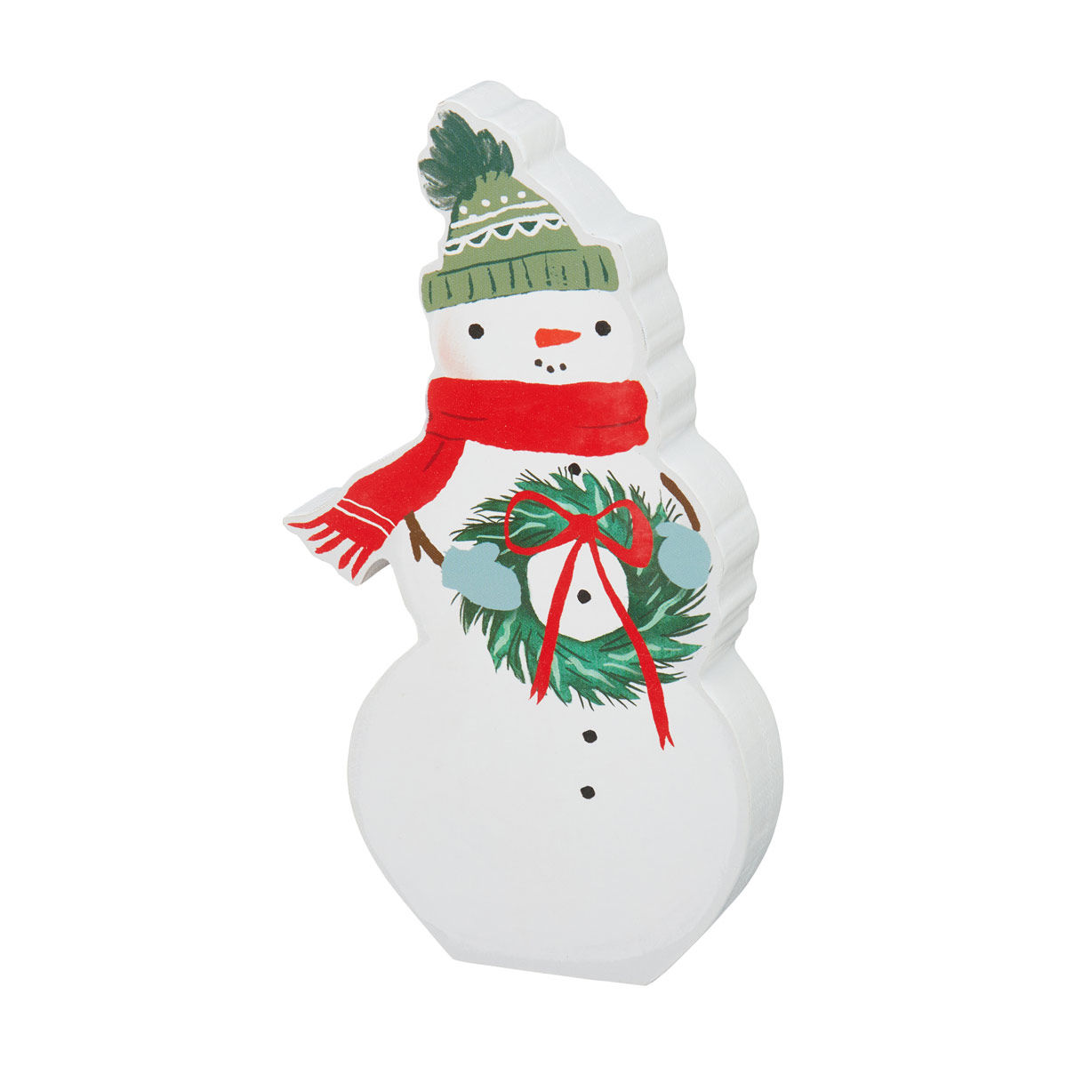 Hallmark Christmas Snowman Shaped Wood Block Décor
