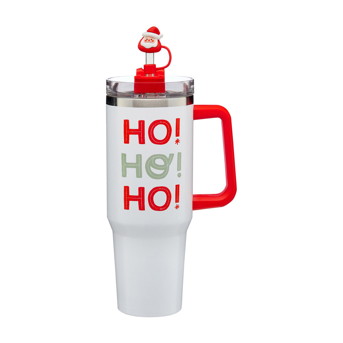 Hallmark Christmas Ho Ho Ho Stainless Steel Tumbler with Santa Straw Topper