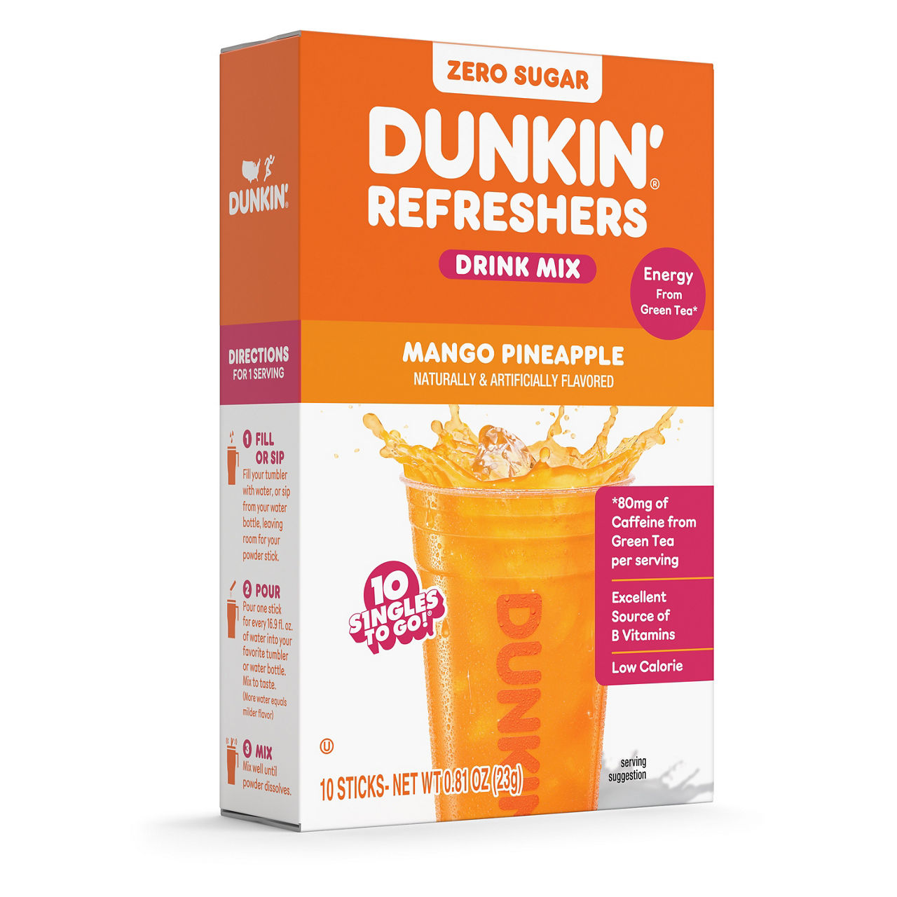 Dunkin’ Refreshers Singles To Go! 10 Ct Mango Pineapple Drink Mix
