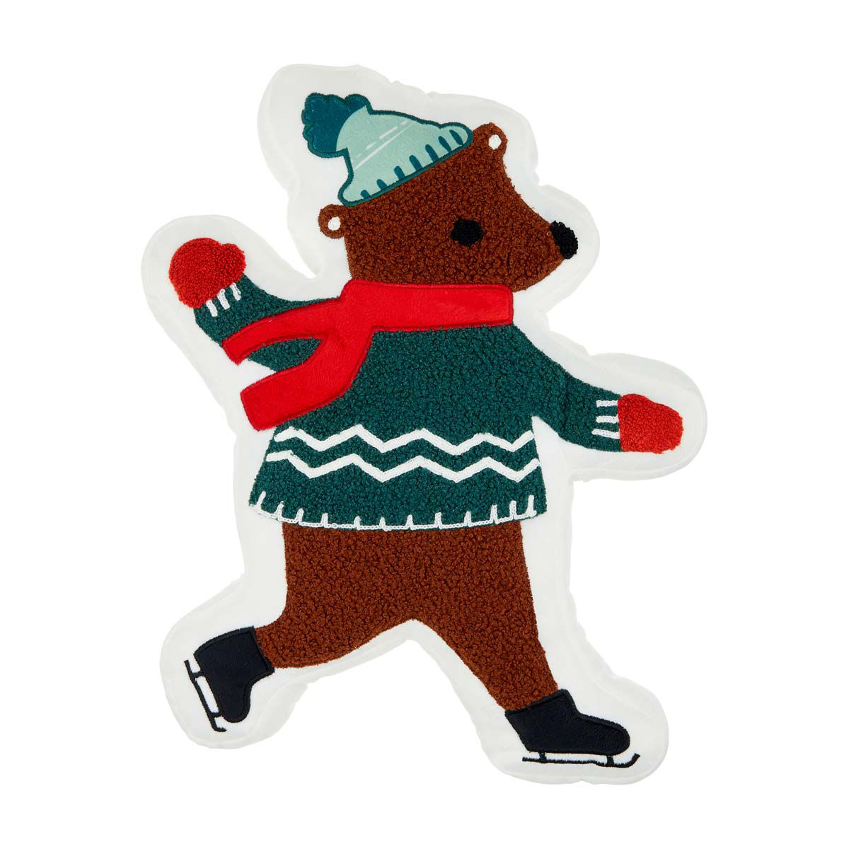 Hallmark Christmas Ice Skating Bear Shaped Plush Pillow