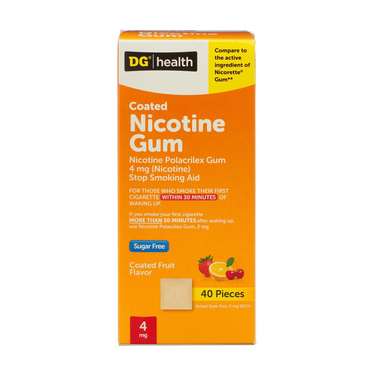 DG Health Coated Nicotine Gum Fruit Flavor, 40 ct