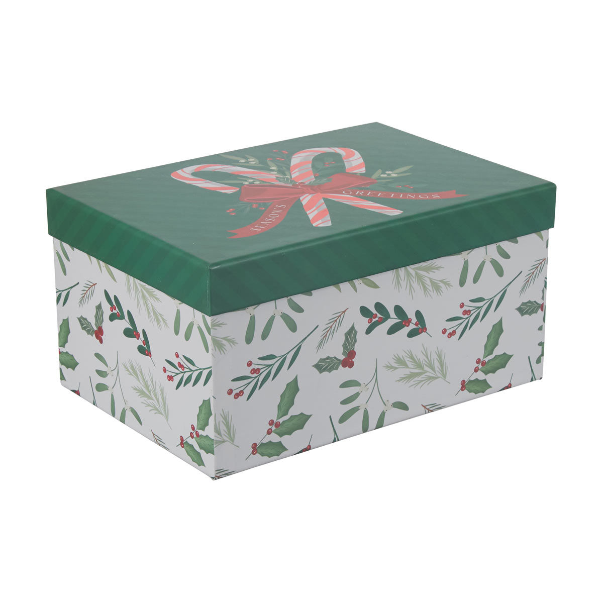 Christmas Candy Cane Season's Greetings Nested Gift Box, X-Large