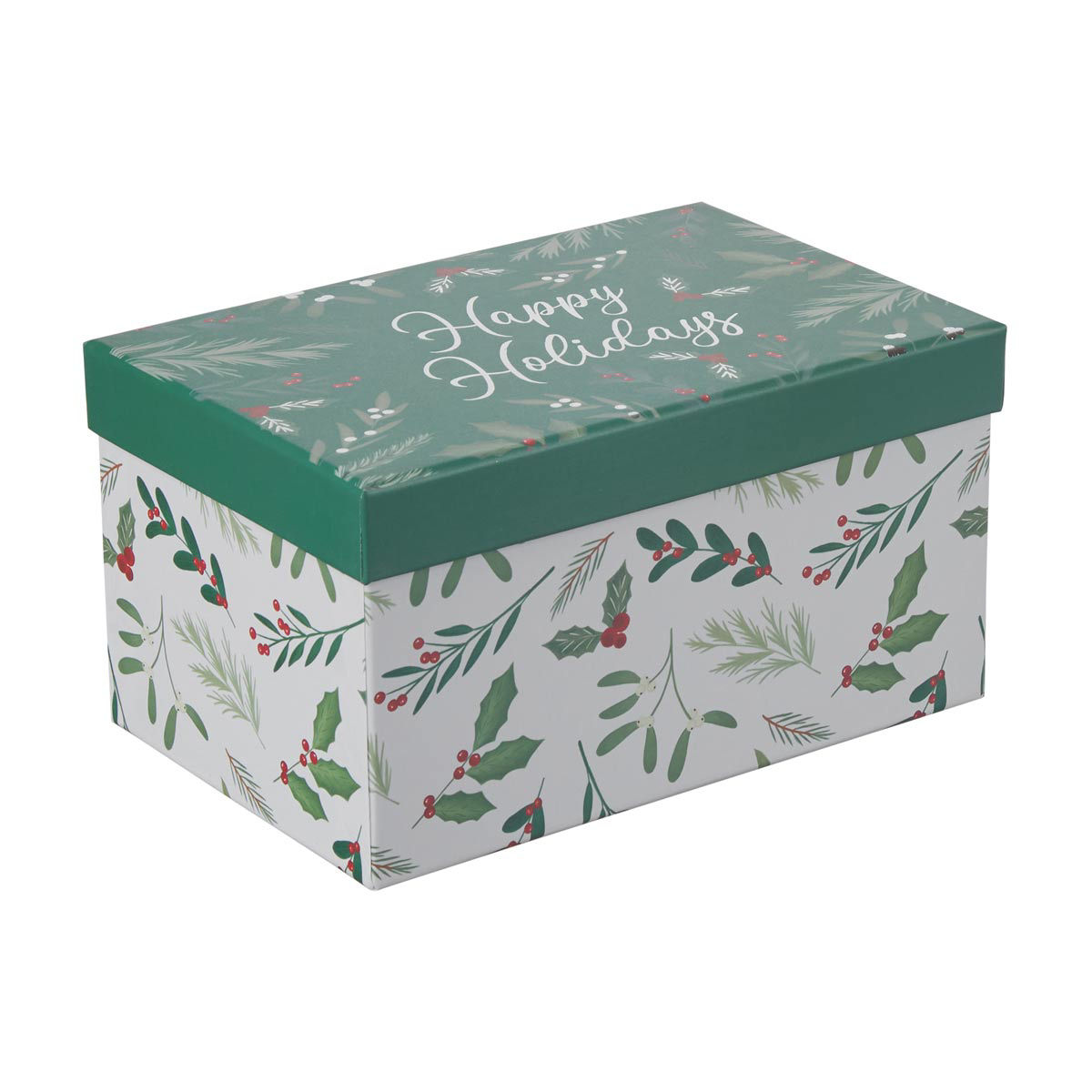 Christmas Happy Holidays Holly Nested Gift Box, Small