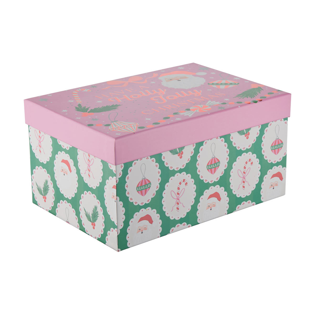 Christmas Holly Jolly Santa Nested Rectangular Gift Box, X-Large