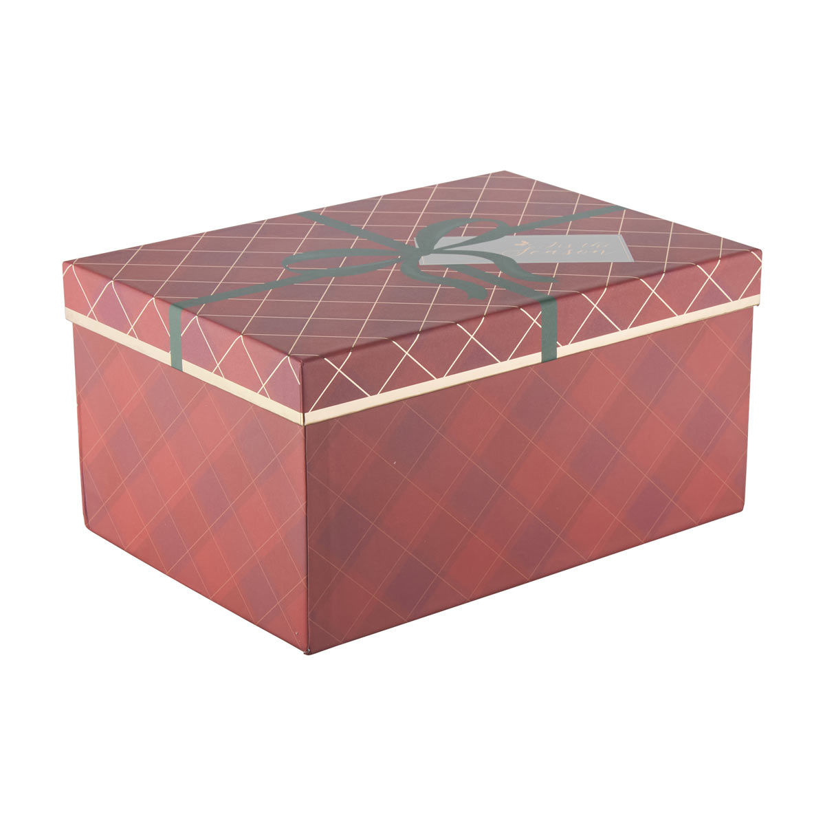 Christmas Merry Christmas Argyle Nested Rectangular Gift Box, 2XL