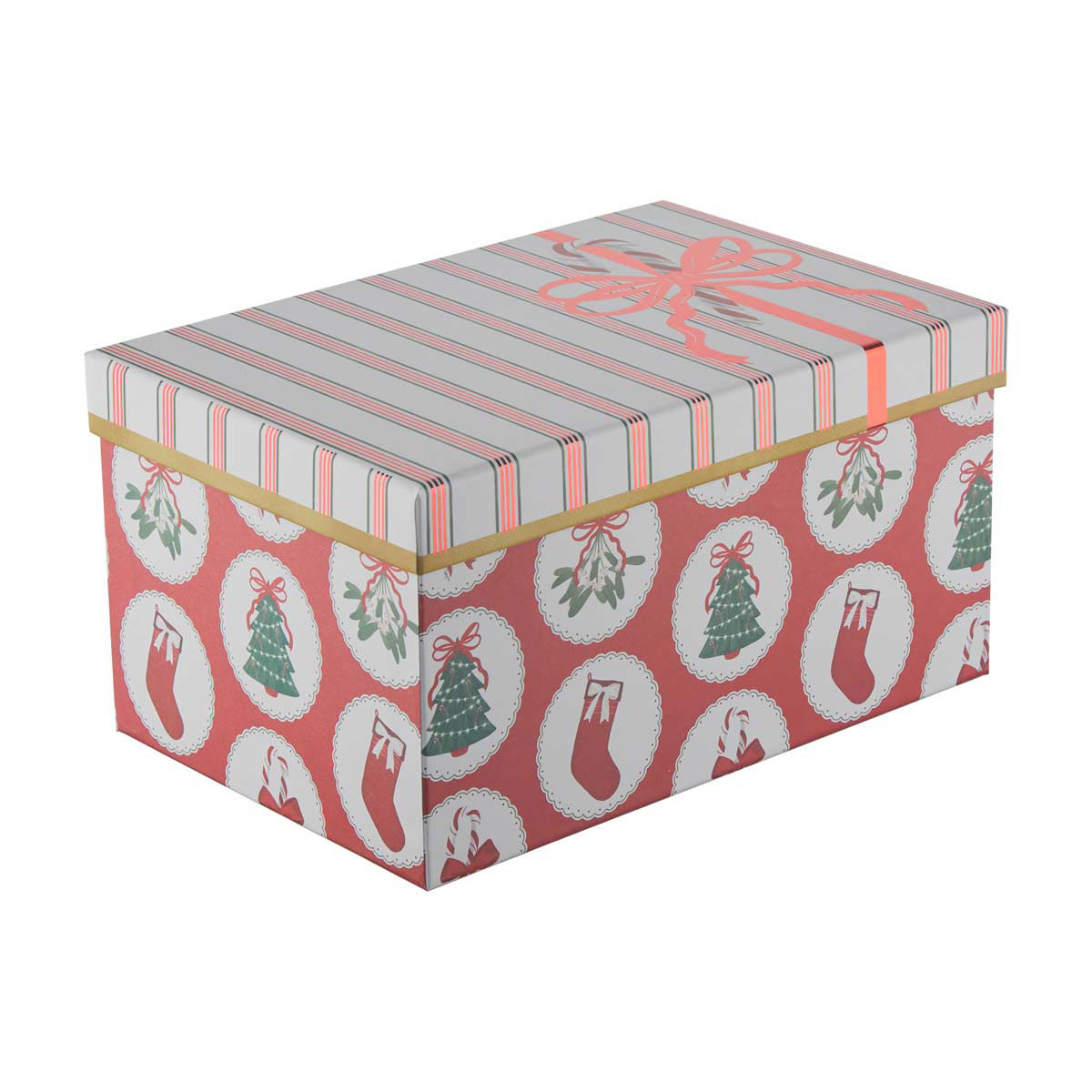 Christmas Stocking & Tree Nested Rectangular Gift Box, Medium