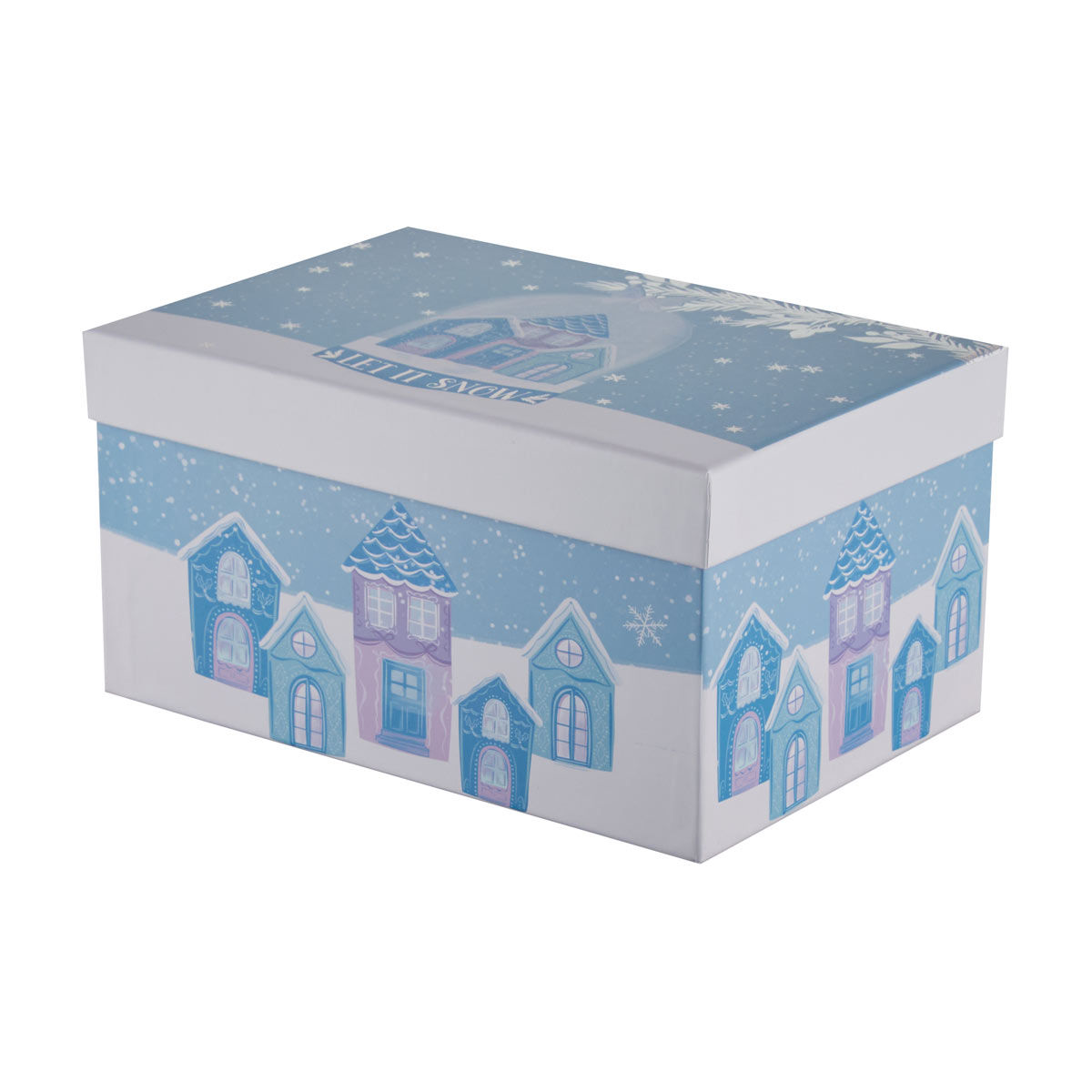Christmas Let It Snow Gingerbread Village Nested Rectangular Gift Box, Large