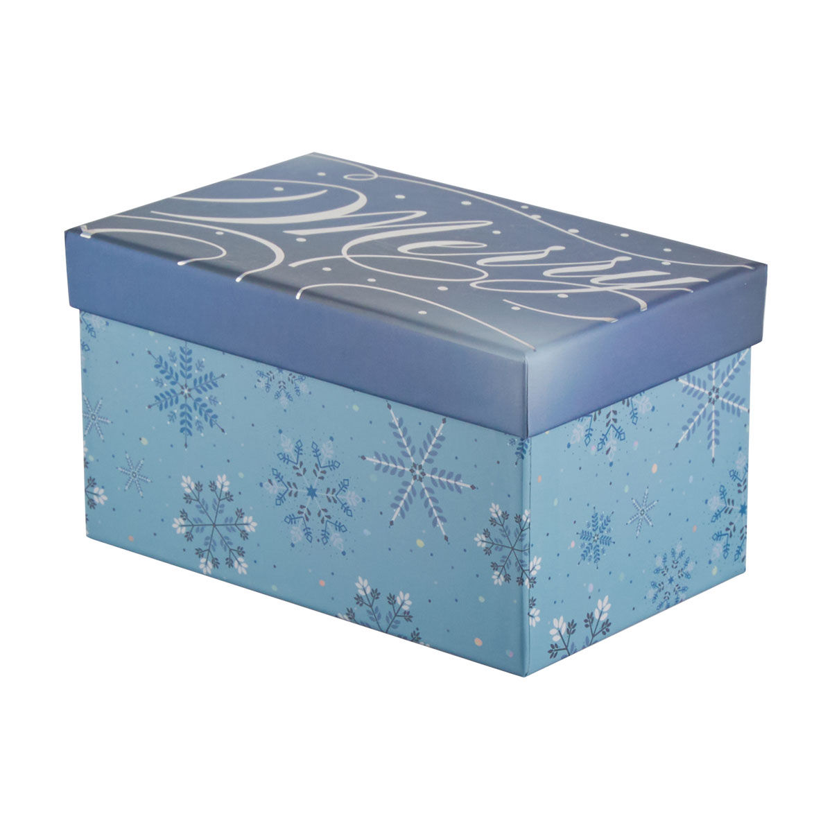 Christmas Blue Snowflake Print Rectangular Gift Box, X-Small