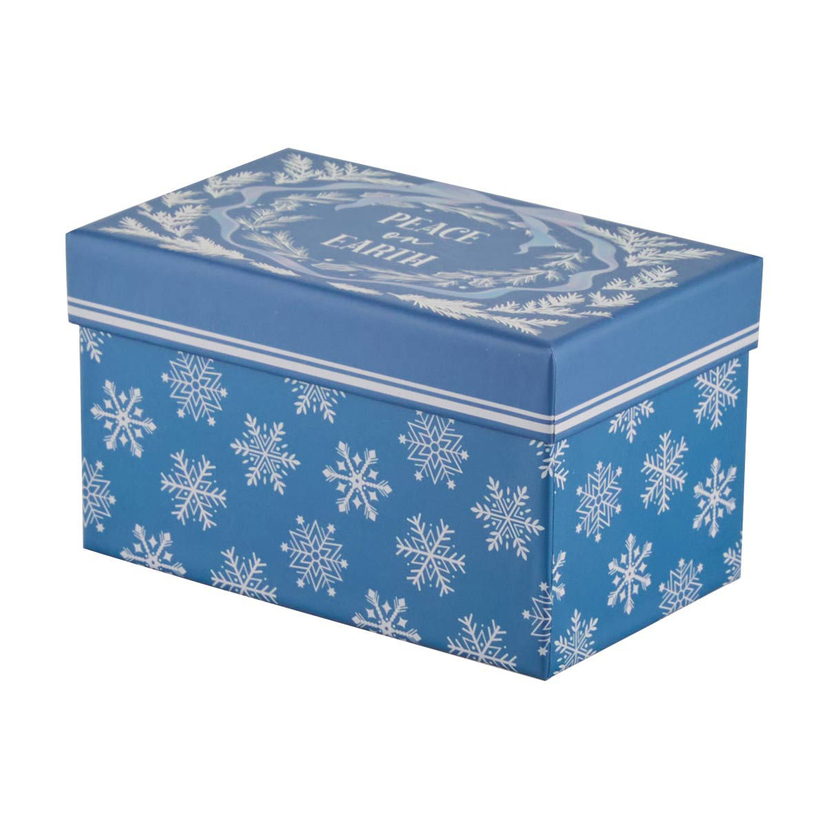 Christmas Blue Snowflake Print Rectangular Gift Box, 2XS