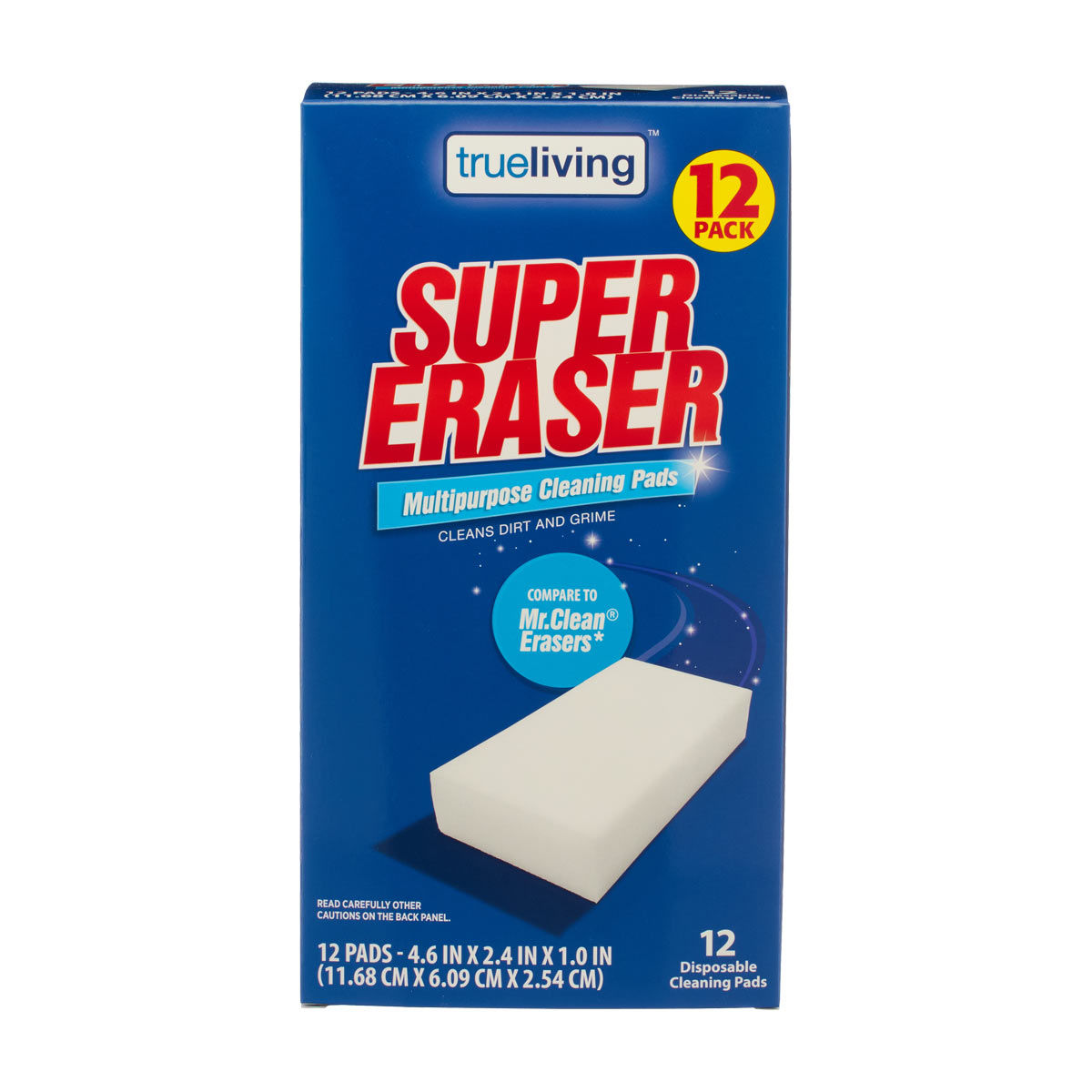 True Living Super Eraser Multipurpose Cleaning Pads, 12 ct