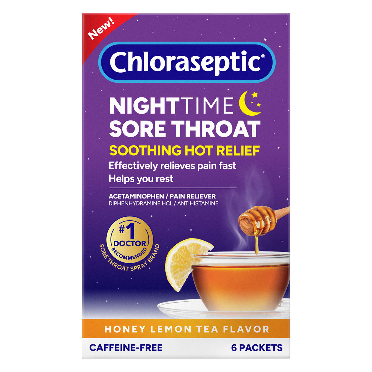 Chloraseptic Nighttime Sore Throat Relief Drink Powder, 6ct
