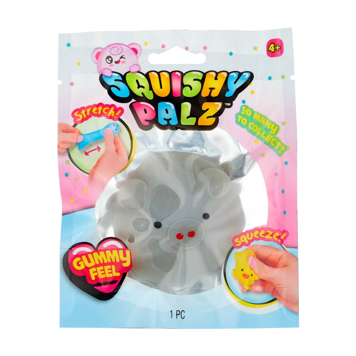 Squishy Palz Gummy Feel Squishy Animal Toy, 3 Assorted Characters