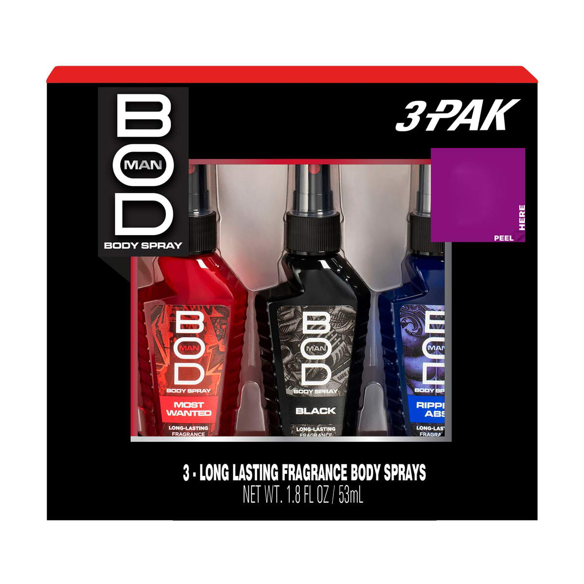 BOD Man Long Lasting Lagacy Fragrance Body Spray Set, 1.8 fl oz, 3 pc