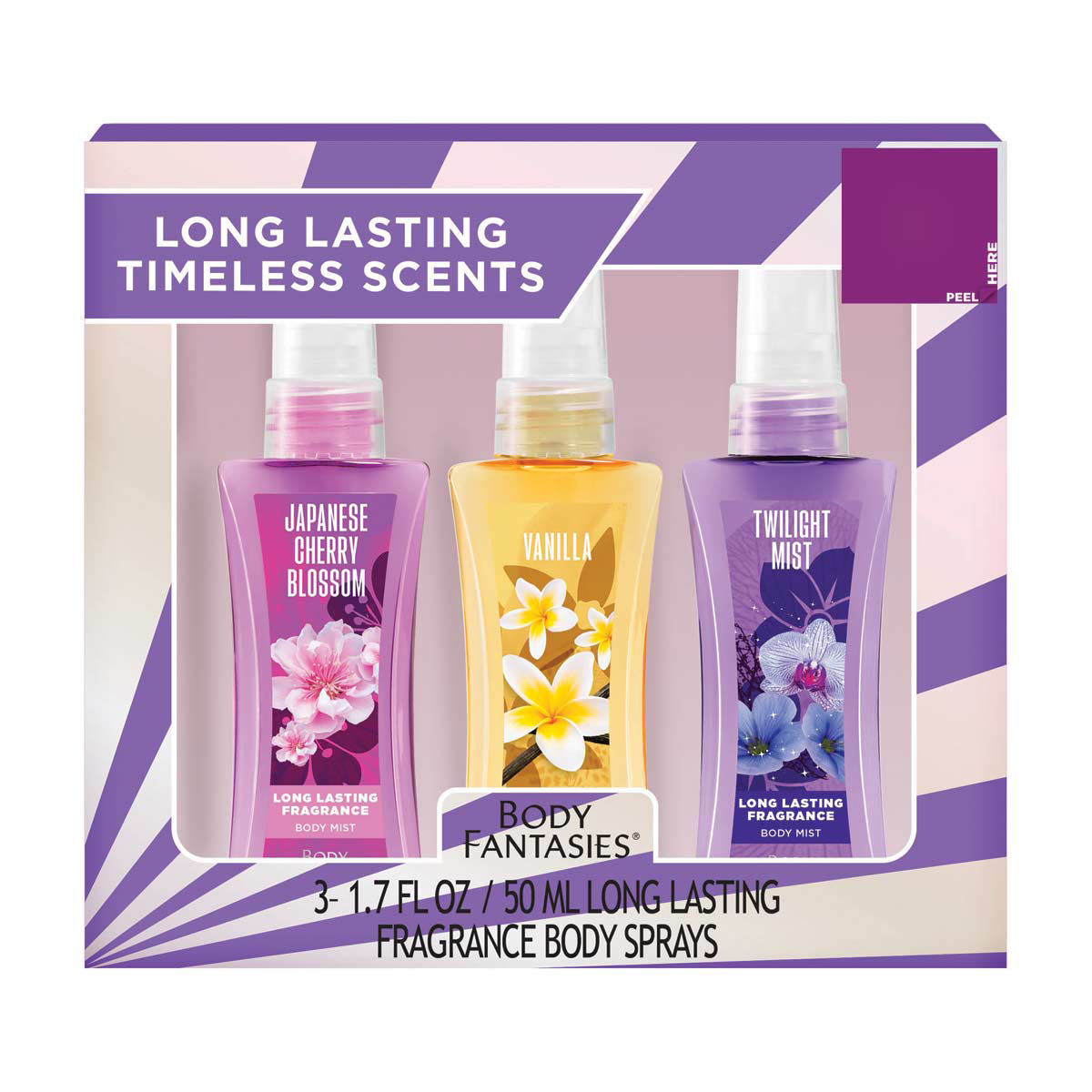 Body Fantasies Long Lasting Women's Timeless Scents Body Mist Set, 5.1 fl oz, 3 pc
